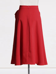 Ruffled Solid Color Three-Dimensional Flower Zipper A-Line Loose Skirts Bottoms