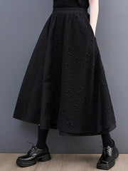 Jacquard Solid Color Split-Joint A-Line Loose Skirts Bottoms