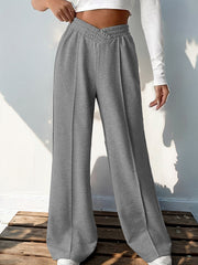 Elasticity Solid Color High Waisted Loose Trousers Pants