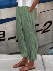 Cotton And Linen Striped Linen Loose Pants
