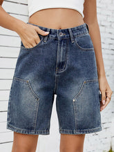 Buttoned Pockets Wide Leg Shorts Bottoms Jean Pants Bottoms