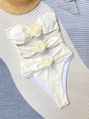 Flower Bikini Women Sexys Girls Hollow Out Slim Swimwear Women's Beach Holiday Off The Shoulders Sexy Bodysuit Lingerie