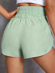 Elasticity Solid Color Split-Joint High Waisted Loose Shorts Bottoms
