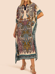 Vintage Bohemian Print Oversized Blouse