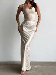 Jacquard Leopard Split-Joint Bodycon High Waisted Skirts Bottoms