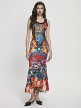 Cut Out Backless Crew Neck Ethnic Sleeveless Maxi Dress