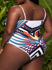 Hollow Out Printed Sexy Oversized One Piece Swimsuit
