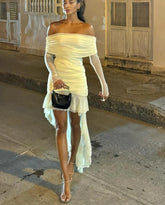 Elegant Full Sleeve Ruched Mini Dress