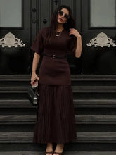 Elegant O Neck Short Sleeve Maxi Dress