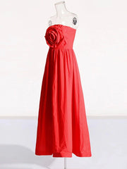 Elegant Strapless High Waist Long Dress