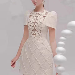 Embroidered A-Line Mini Dress