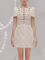 Embroidered A-Line Mini Dress