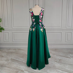 Emerald Green Embroidered Prom Dress