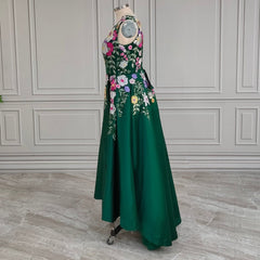 Emerald Green Embroidered Prom Dress