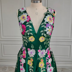 Emerald Green Embroidered Prom Dress