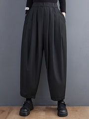 Casual Wide Leg Loose Pleated Solid Color Pants