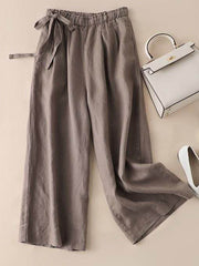 Original Creation Loose Wide Leg Tie-Dyed Solid Color Capri-Pants