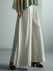 Pleated Solid Color Split-Joint High Waisted Loose Trousers Pants