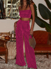 Elasticity Solid Color High Waisted Loose Trousers Pants