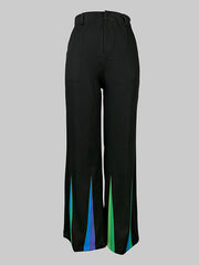 Elasticity Pockets Printed Split-Joint Loose Trousers Pants