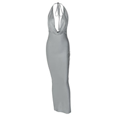 Halter Maxi Mesh Dress