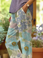 Women's Art Floral Loose Casual Pants (With Pockets)