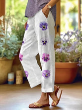 Women's Purple Flower Casual Pants