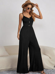 Vacation Sleeveless Solid Color Jumpsuit