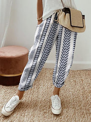 Women's Ethnic Stripes Print Casual Trousers