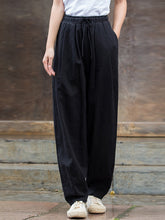 Vintage Loose Solid Color Elastic Waist Bloomers Pants