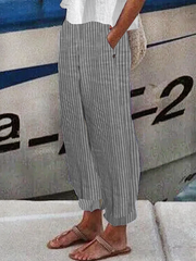 Cotton And Linen Striped Linen Loose Pants
