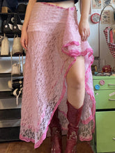 Lace Multi-Layered Casual Irregular Edge Skirt In Pink