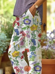 Women's Art Floral Loose Casual Pants (With Pockets)