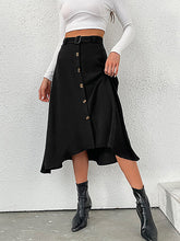 Buckle Buttoned Solid Color A-line High Waisted Skirts Bottoms