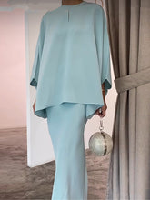 Batwing Sleeves Pearl Solid Color Round-Neck Shirts&Skirts Suits