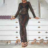 Glitter Sequins Cover-up See-Through Party Dress