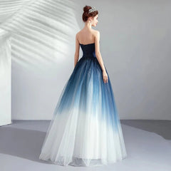 Gradient Strapless Long Evening Prom Formal Dresses