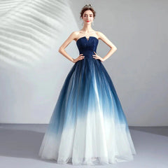 Gradient Strapless Long Evening Prom Formal Dresses