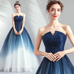 Gradient Strapless Long Evening Prom Formal Dresses