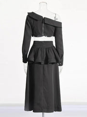 Long Sleeve Top & A-Line Skirt Set