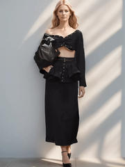 Long Sleeve Top & A-Line Skirt Set