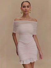 Off-shoulder High Waist Mini Dress
