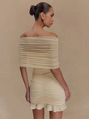 Off-shoulder High Waist Mini Dress