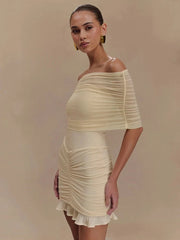 Off-shoulder High Waist Mini Dress