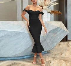 Off the Shoulder Mermaid Club Celebrity Party Dress