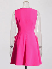 Round Neck Sleeveless Solid Mini Dress