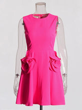 Round Neck Sleeveless Solid Mini Dress