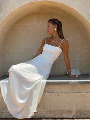 Satin Backless Lace-Up Sling Dress