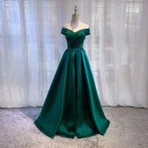 Sexy Boat Neck Satin Evening Dress