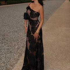 Sexy One-Shoulder Mesh Bodycon Dress